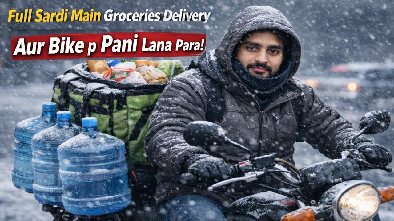 Ful Sardi Mein Groceries Delivery 🚲 | Bike Par Ghar Ka Pani Lana Para | Saif Vlogs