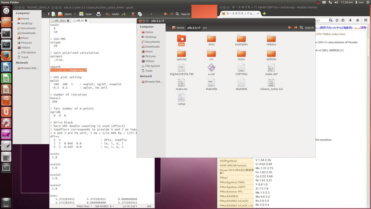 Elk (LDA+U calculation, LDA+U(Around mean field(AMF) method))