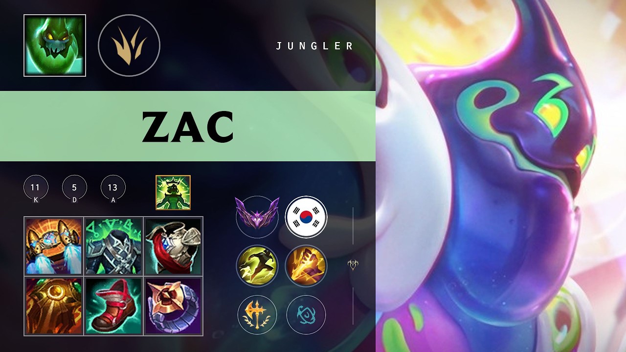 Zac Jungle vs Nidalee - KR Master Patch 26.10