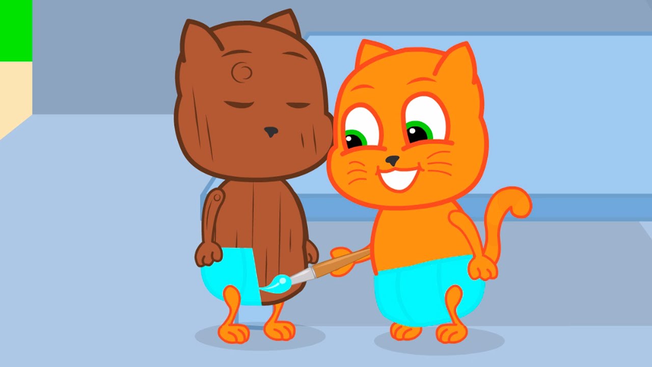 Família de Gatos - Irmão De Madeira Desenho Infantil em Português