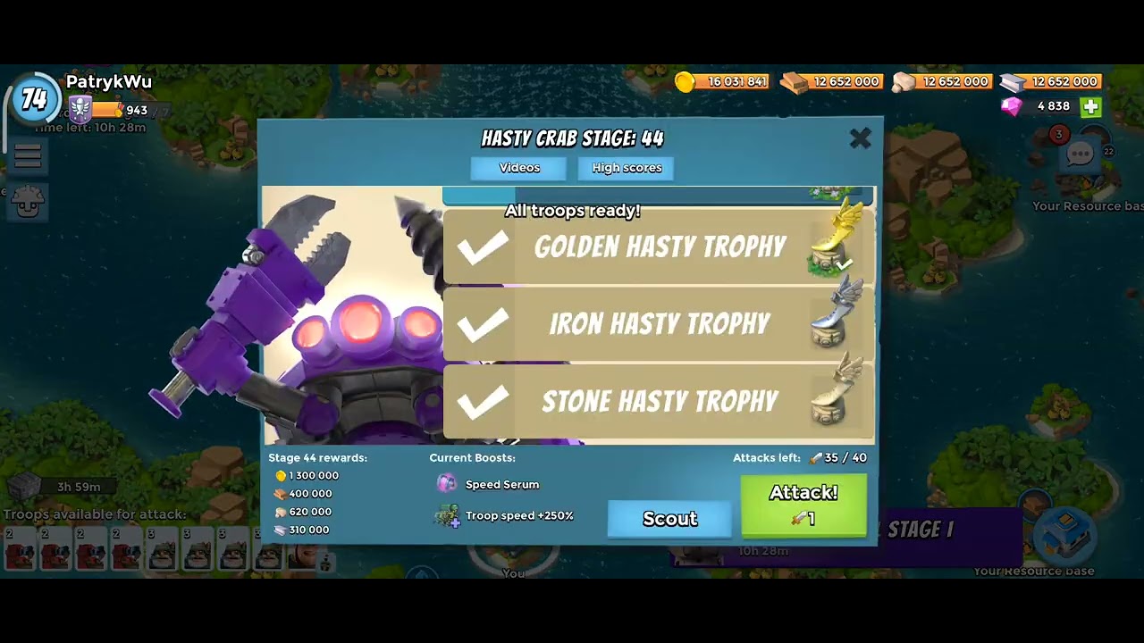 22.04.23 - Boom Beach - Mega Crab - stage 44 - April 2022