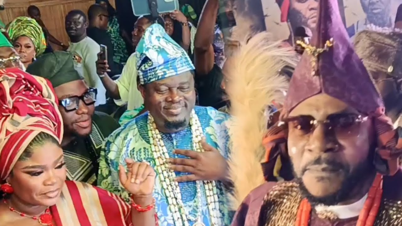 Moment Odunlade Adekola with Eniola Ajao,Muyiwa Ademola at Warlord Movie Premiere 