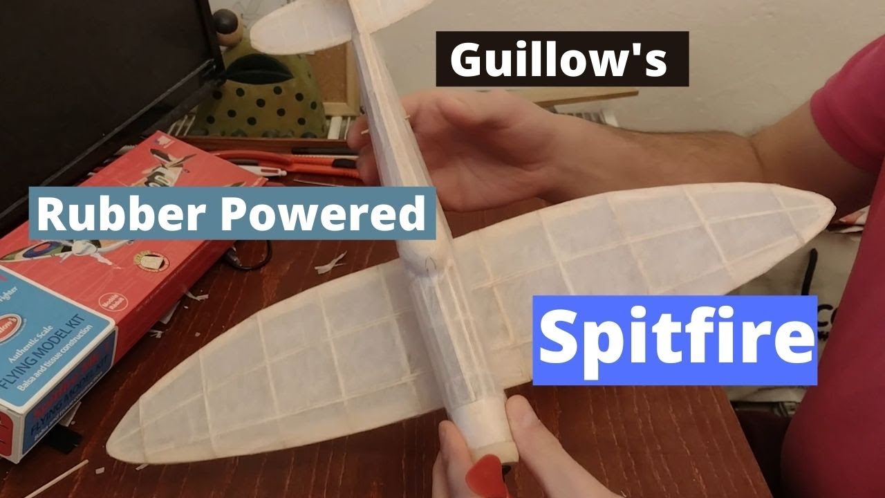 03 Rubber Powered Guillows Spitfire   Rubber Motor, Tissue and final assembly