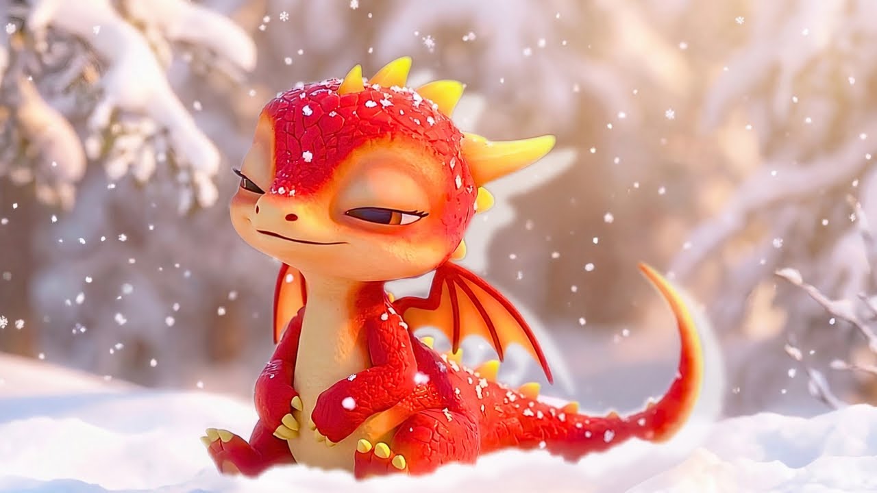 El Pequeño Dragón mira la nieve caer ❄️ | Canción tranquila para un momento de calma