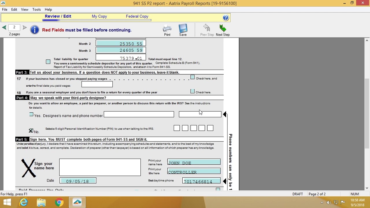 eFiling the 941