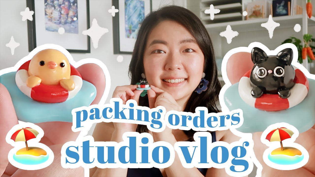 🛟🏝 miniature clay studio vlog ✸ summer shop update & packing orders ⭐️ YeppenTube ⭐️