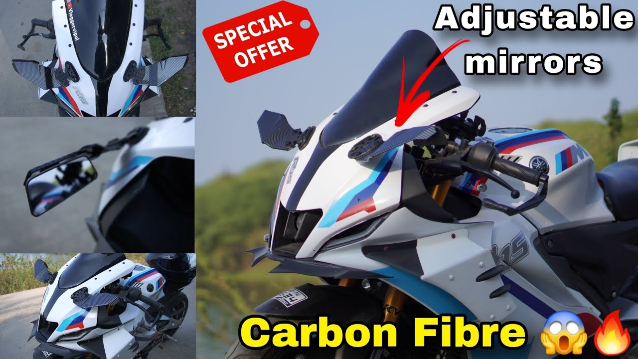 New Wings (Carbon fibre) MIRRORS looks Crazy in R15 v4 😱🔥 | Adjustable & Universal for all bikes.