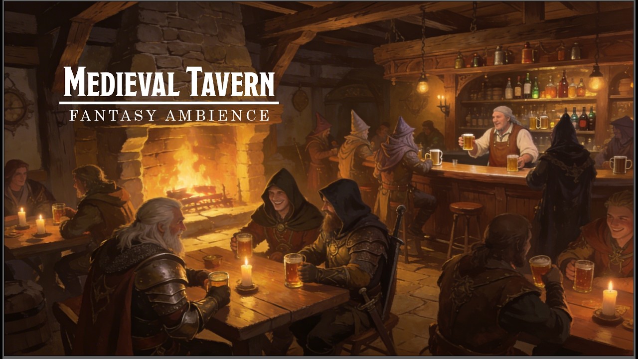 Medieval Fantasy Tavern Ambience with Music | Lively Cozy Inn Atmosphere for D&D & RPG