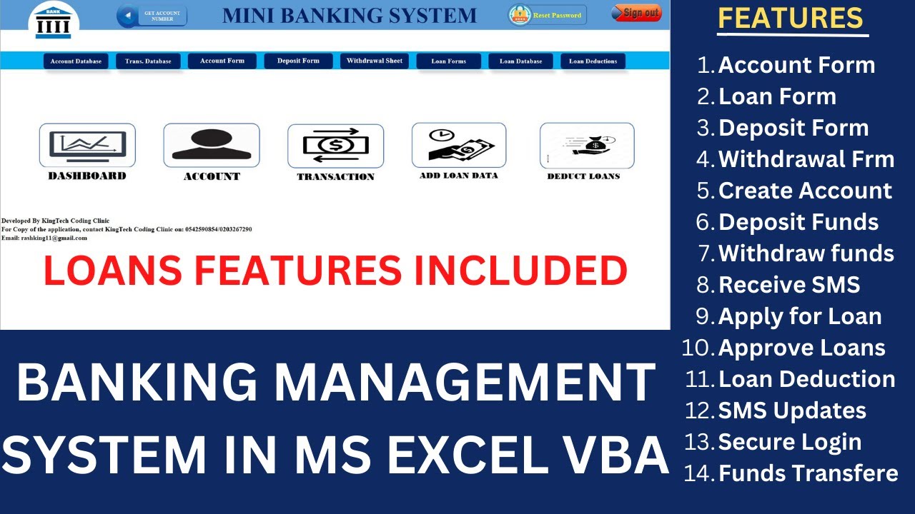 BANKING MANAGEMENT SYSTEM IN MS EXCEL VBA WITH LOAN FEATURES