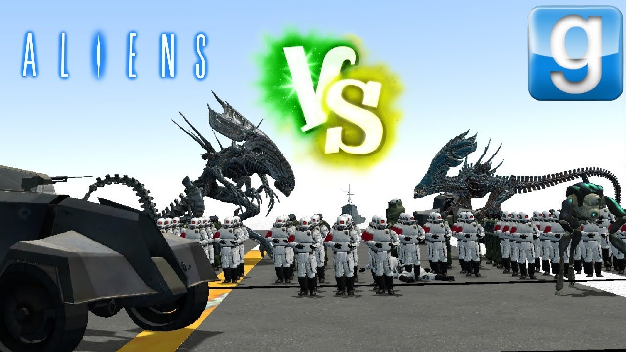 Aliens Xenomorph Queen VS Half Life Combine Soldiers SNPC VS Nextbot Garry's Mod