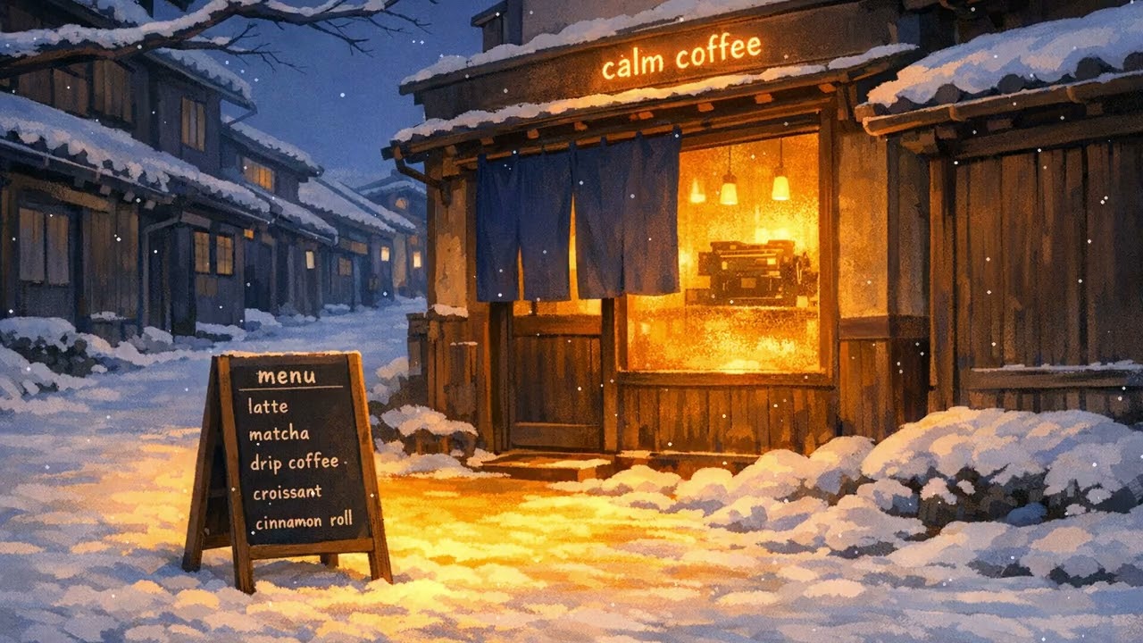 cozy japanese cafe in the snow | winter kissaten ambiance | lofi beats to relax and study