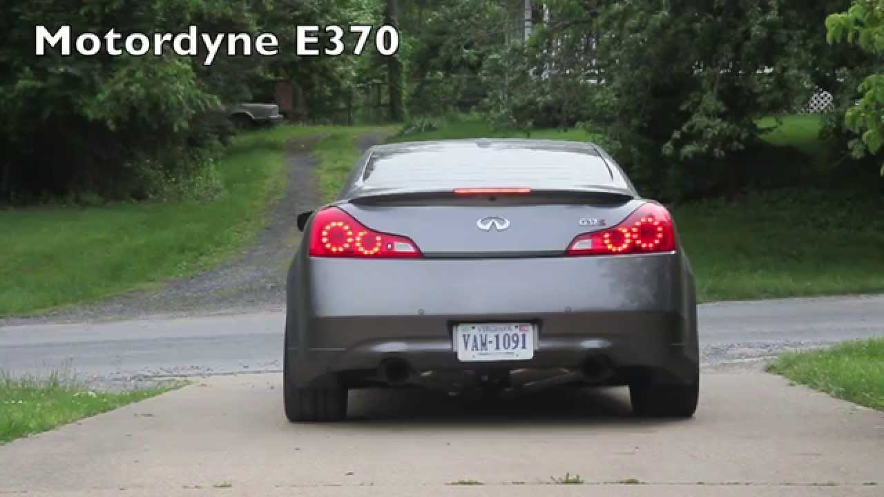Infiniti G37 Stock Exhaust vs Motordyne E370 Comparison Video