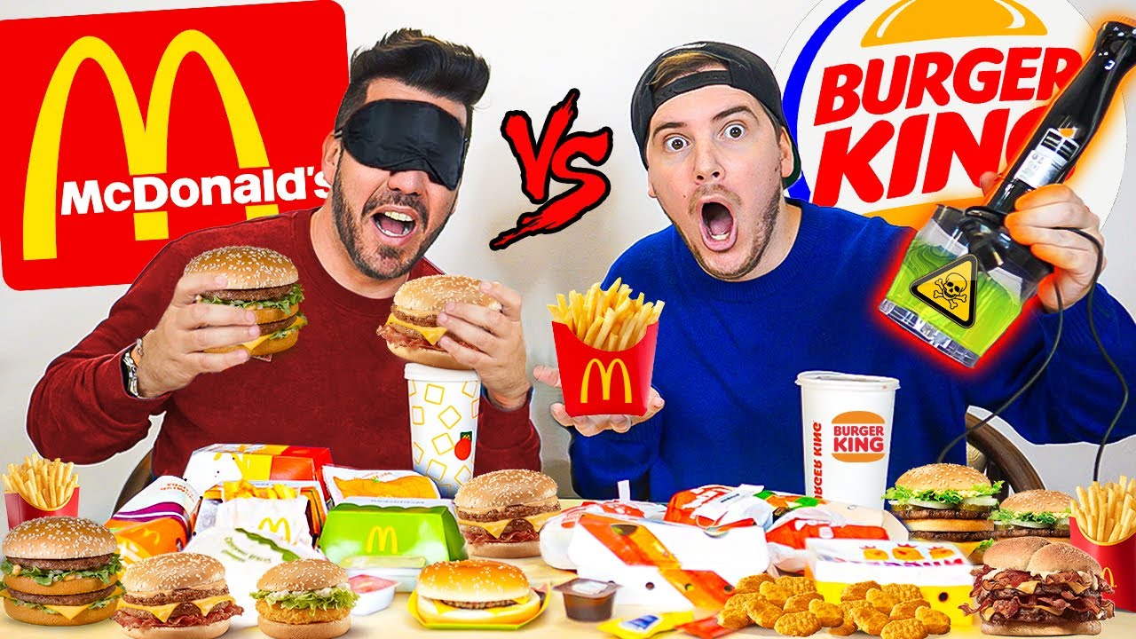 McDONALD'S vs BURGER KING - INDOVINA il cibo da BENDATO? (con Penitenza IL FRULLATORE)