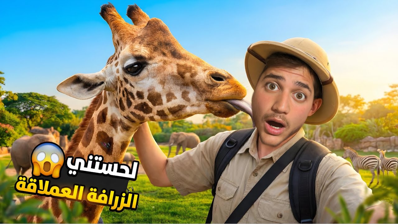 رحت على حديقة الحيوانات ولحستني الزرافة العملاقة ومستحيل تتخيلو شو صار…!!