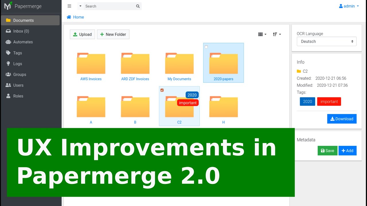 UX Improvements in Papermerge 2.0