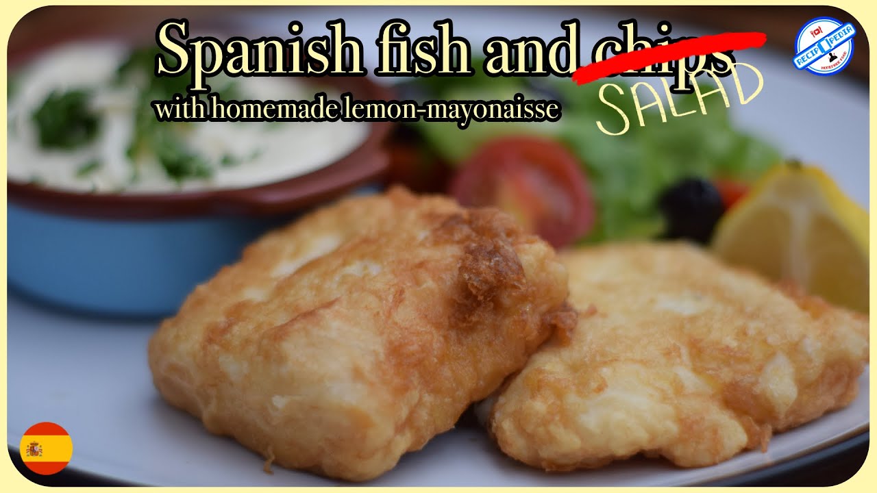 Merluza a la romana - How to make Spanish Fish and Salad. Battered hake