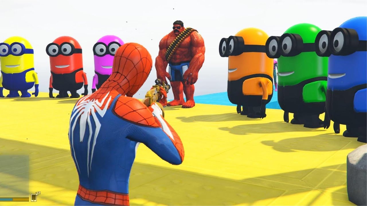 GTA 5 - Spiderman VS Minions Fight Rag doll Gameplay - Spider-man vs Minions Funny Ragdoll - EP12