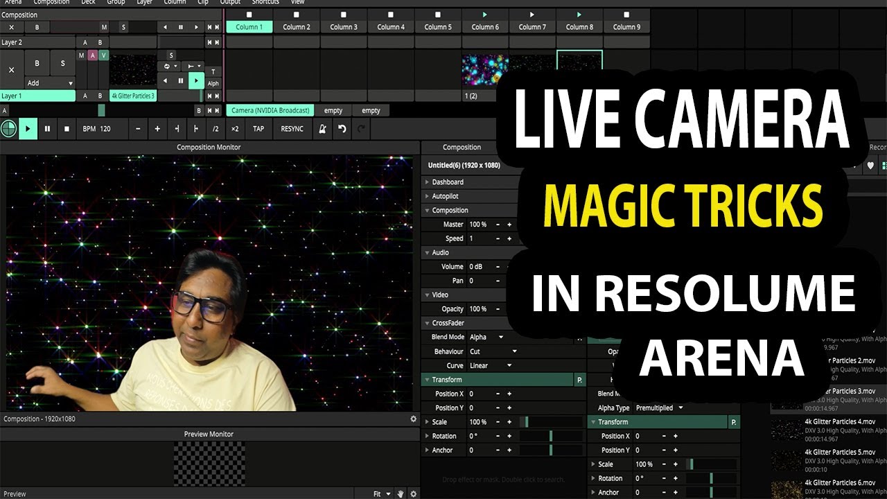 Live कैमरा Magic tricks in Resolume arena | live background remove