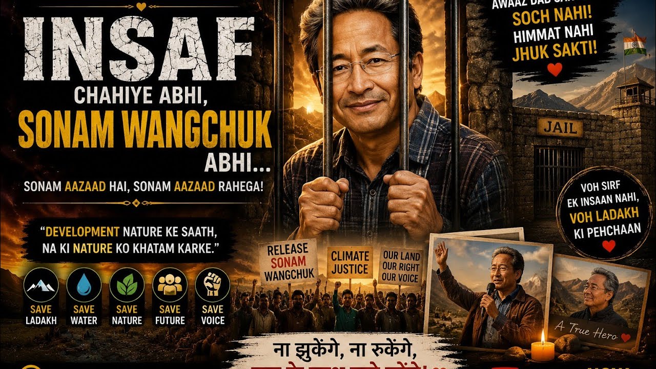 Insaf Chahiye Abhi, Sonam Wanghuk Abhi Cahhiye | इंसाफ चाहिए Sonam Wangchuk Azadi Song | Protest
