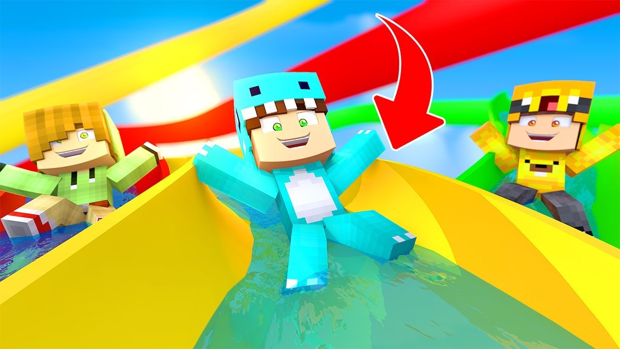 MILO TIENE el PARQUE ACUATICO mas CUYE *se tiran del tobogan* 😱 MINECRAFT ROLEPLAY + ROBLOX