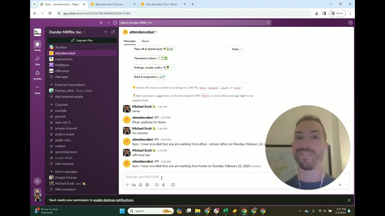 AttendanceBot | planning hybrid work in Slack