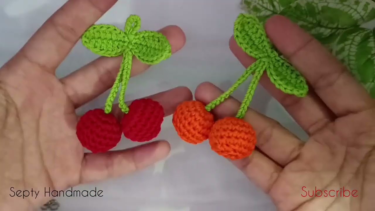 Tutorial Gantungan Kunci Rajut Cherry 🧶 KeyChain 🪡 Gunci Cherry