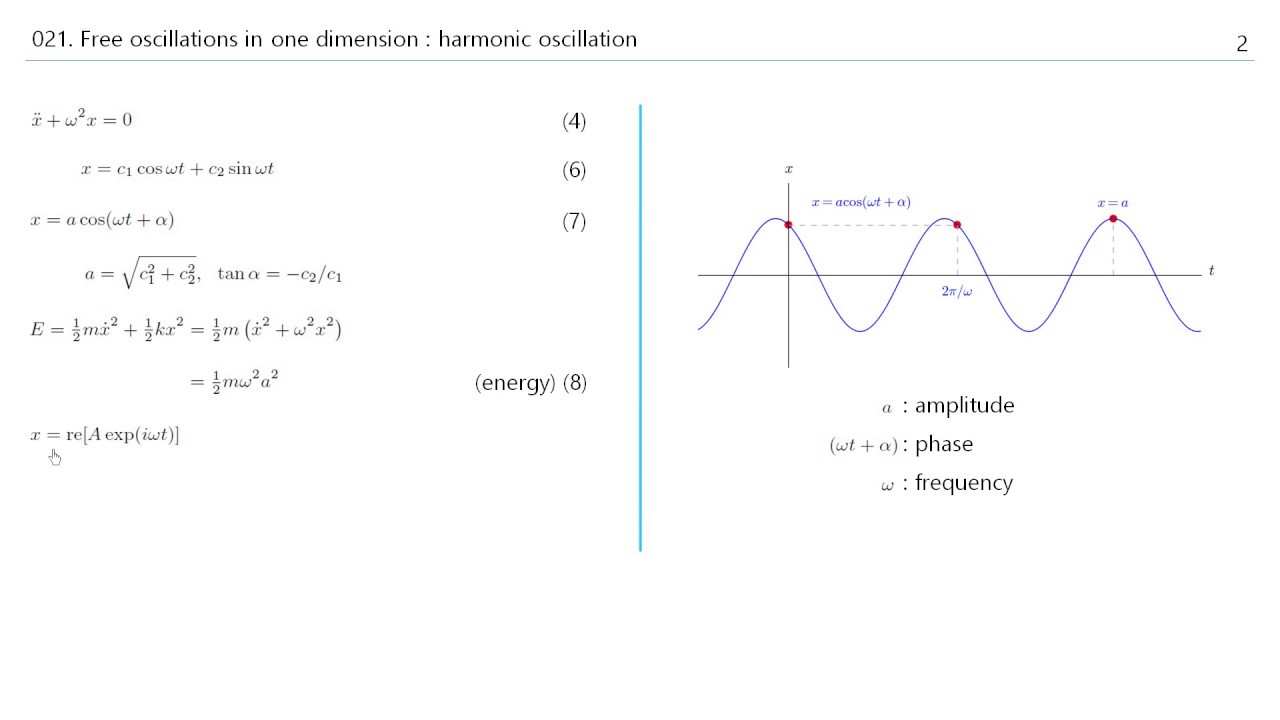00021:1차원 자유진동(Free oscillations in one dimension)[Mechanics]