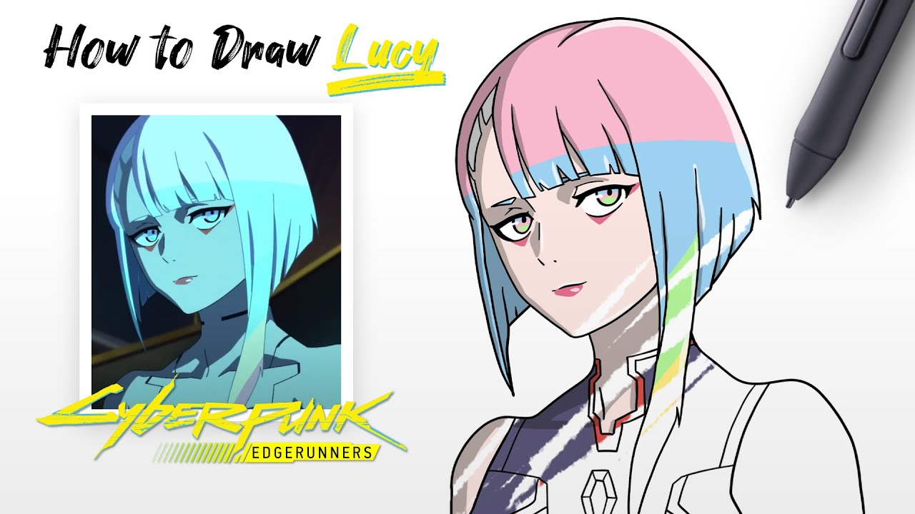 How to Draw Lucy character from Cyberpunk Edgerunners movie Lucyna Kushinada netrunner Easy Step by