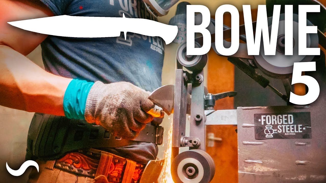 MAKING A BOWIE KNIFE WITH TWIST DAMASCUS!!! Part 5