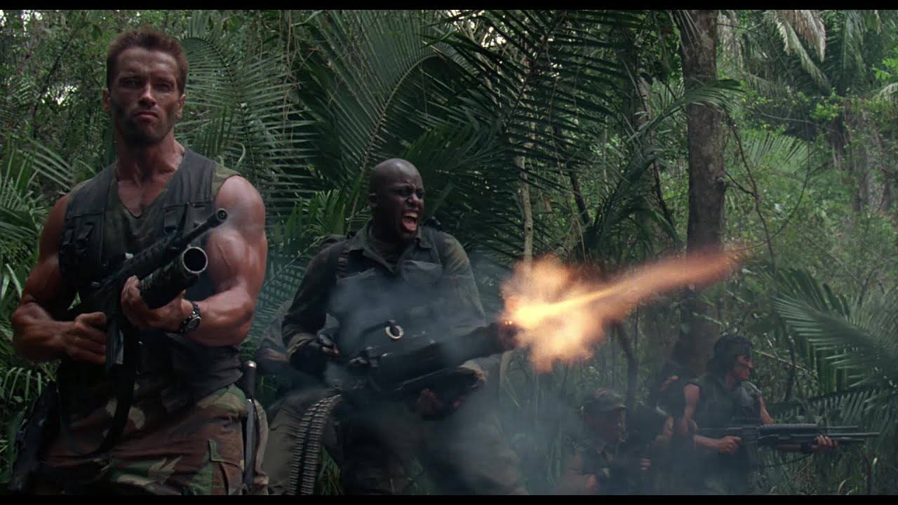 Predator (1987) - Shooting Jungle Scene - MiniGun Scene