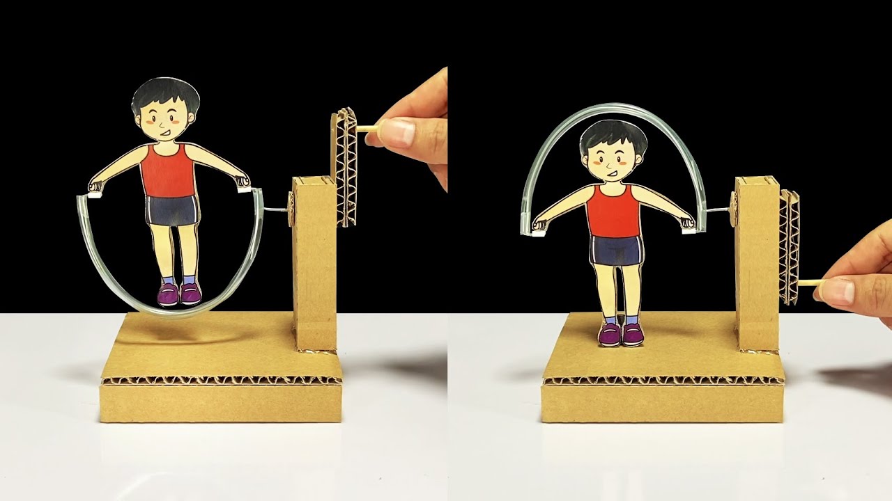 DIY Jumping rope exercise toys From Cardboard | วิธีทำของเล่นหุ่นกระโดดเชือก