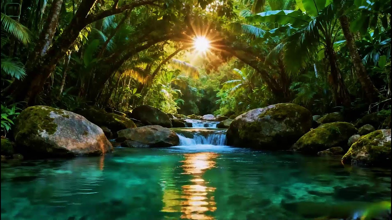 Calming Forest Ambience Sounds | Soothing River Water Flow | Birds Chirping for Rest and Healing