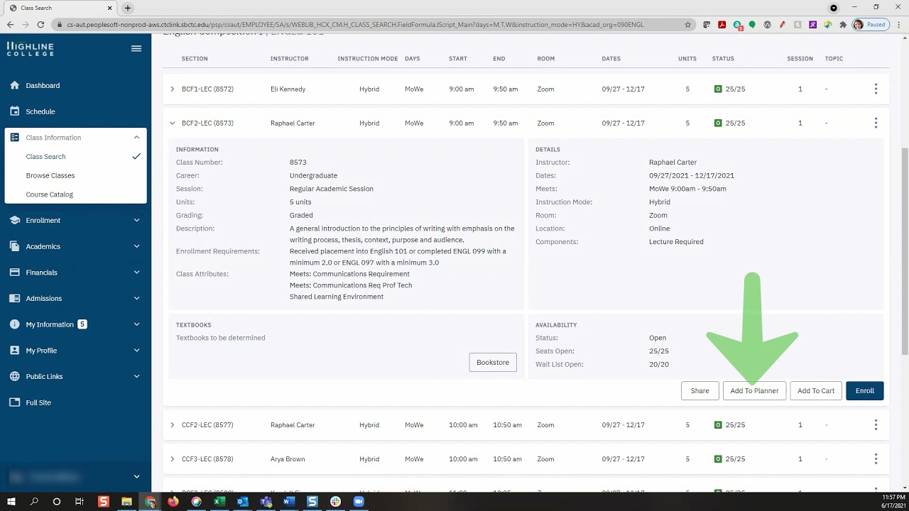 ctcLink: Enroll in Courses Using Latest Version of Mobile-Friendly Website on Desktop