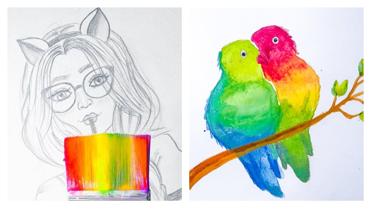 Mini Aesthetic Painting: Glitter art, Acrylic & Watercolor Art Ideas #AestheticArt #zarmeenasmeerart