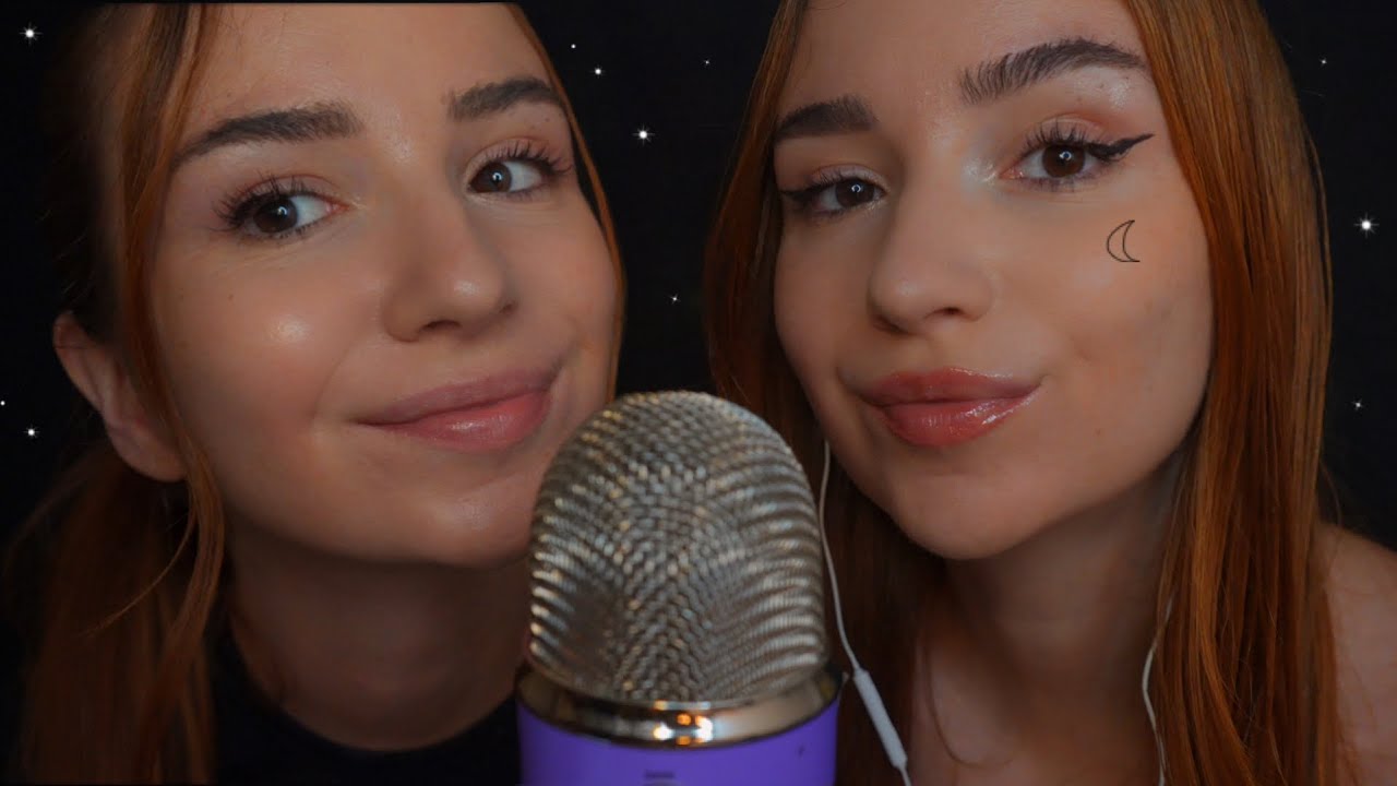 ASMR AVEC MA JUMELLE🌸🌙(proche du micro, whispers & bruits de bouche)