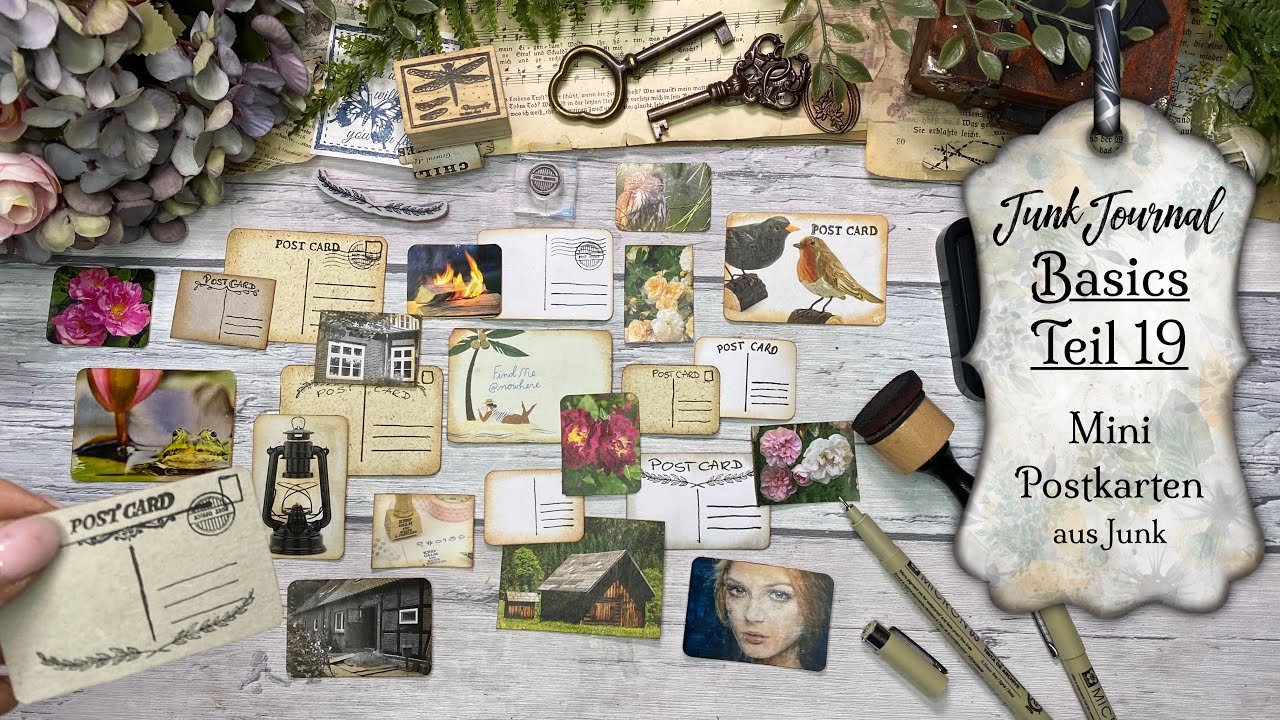 Junk Journal für Anfänger Teil 19 / Mini Postkarten aus Junk