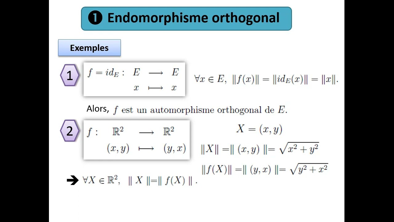 Endomorphisme orthogonal et matrice orthogonale ( Définitions, exemples, propriétés )