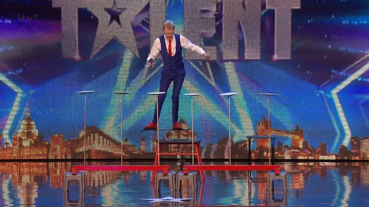 Britain's Got Talent 2015 S09E04 Peter Lambert Plate Spinning Maniacal Circus Act