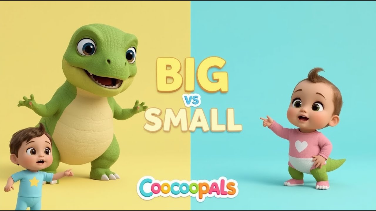 Dino Learns Opposites | Big vs Small Song for Kids 🦖 |  Cartoon#babysongs#nurseryrhymes#CooCoopals 