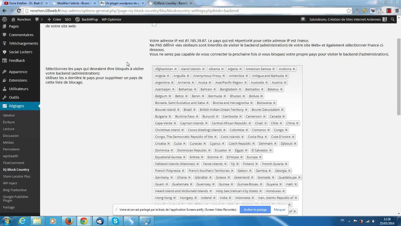 Paramétrer le plugin WordPress Iq Block Country