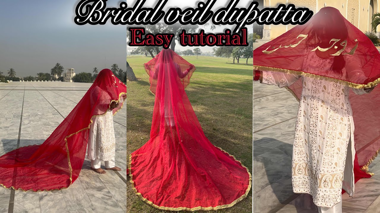 Make long Bridal Veil Dupatta at home  | DIY | Step-by-Step Tutorial