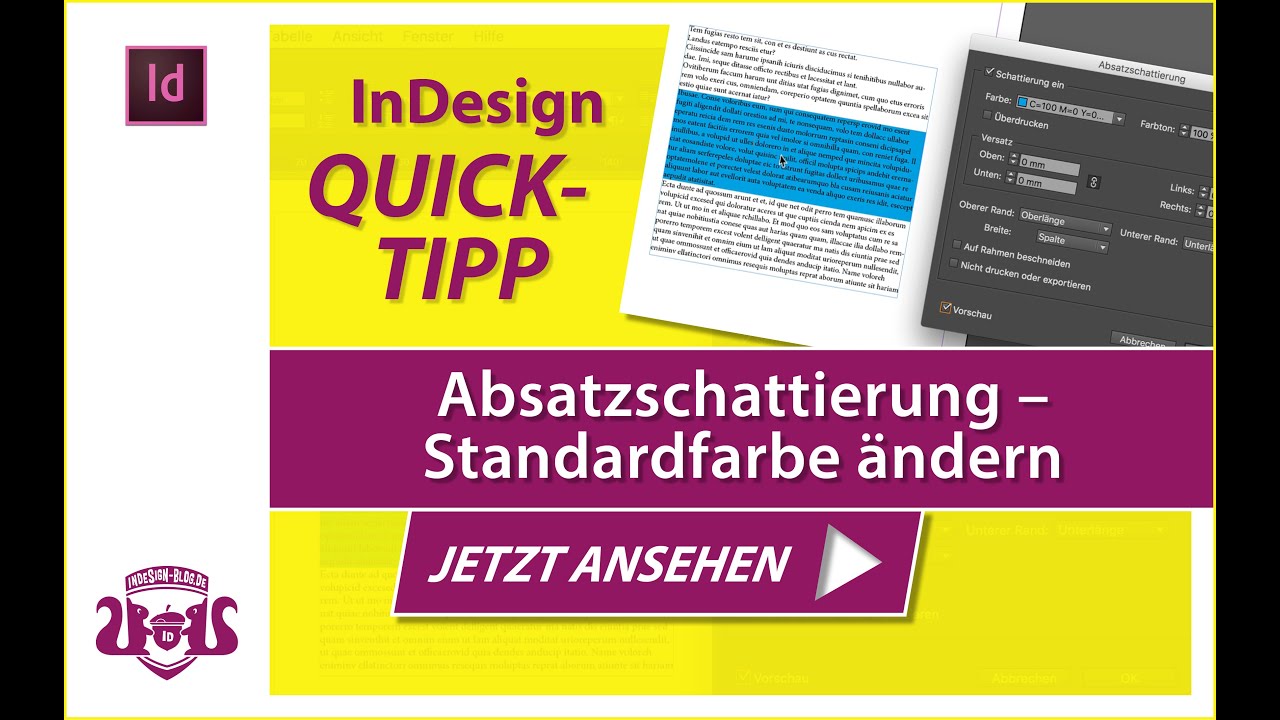 Absatzschattierung – Standardfarbe ändern // InDesign QUICK-TIPP