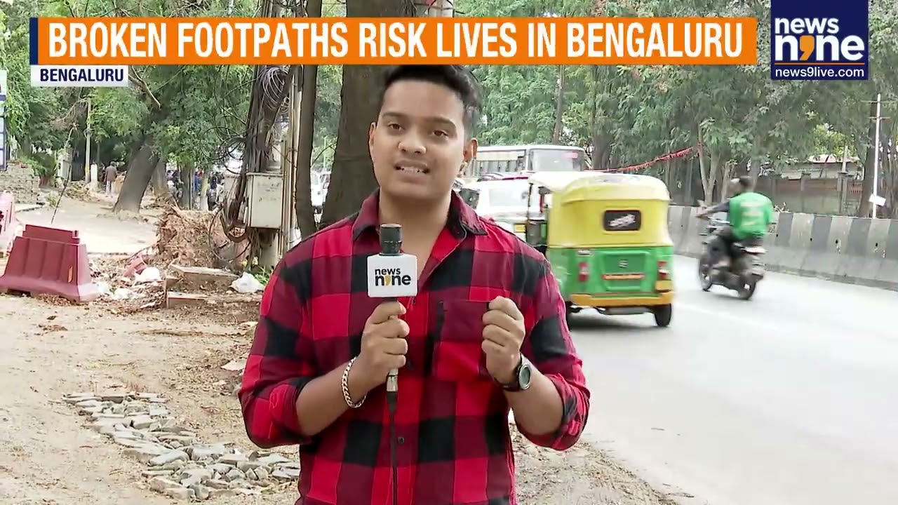 Broken Footpaths Risk Lives In Bengaluru | Cracked Tiles, Debris On Bellary Road | News9