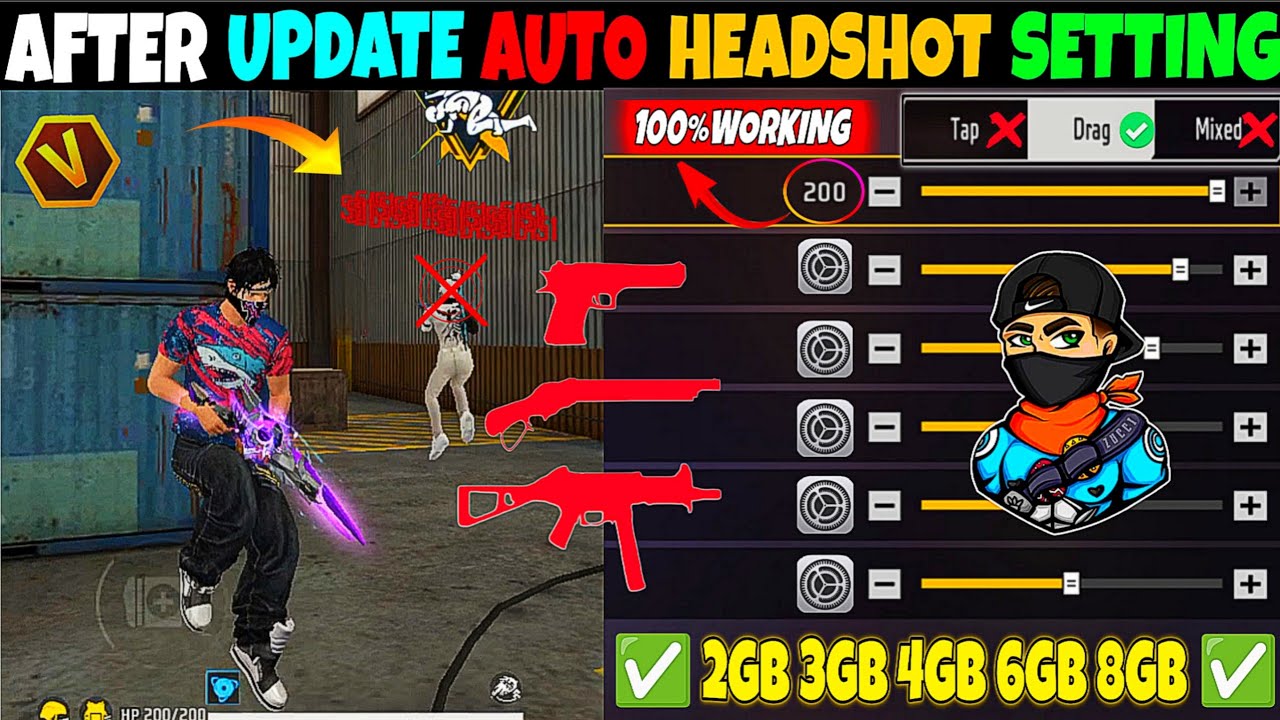 Free Fire Max Auto Headshot Trick 2025 Sensitivity ⚙️ 2gb, 3gb, 4gb Ram Headshot Sensitivity Setting