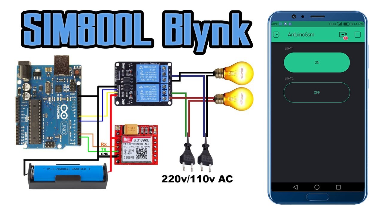 SIM800L Blynk | How to Control Relay with Sim800L and Blynk App