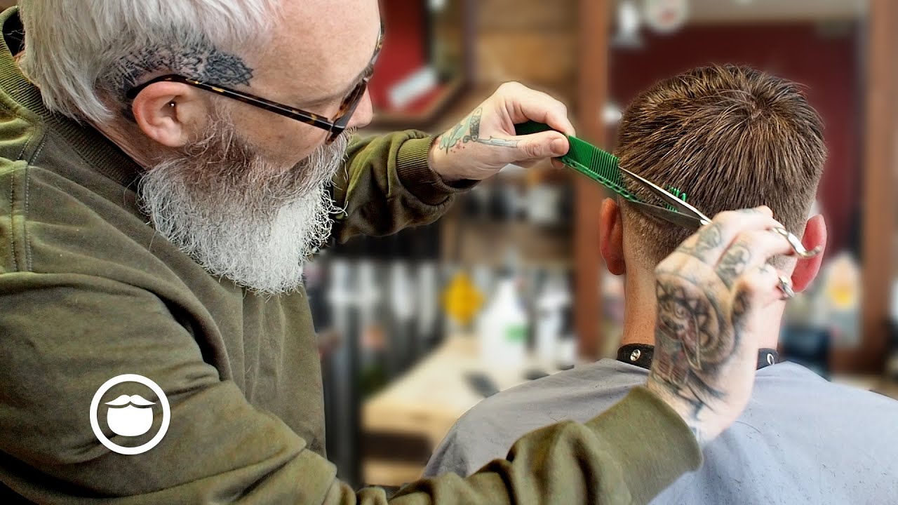 Master Barber Gives a Low Fade with Textured Top Haircut