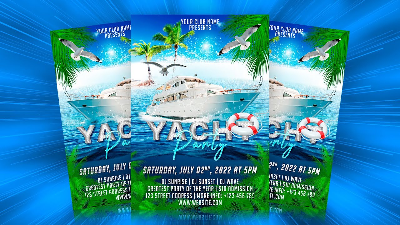 Yacht Party Flyer Design Yacht Birthday Party Invitation | Photoshop Tutorial