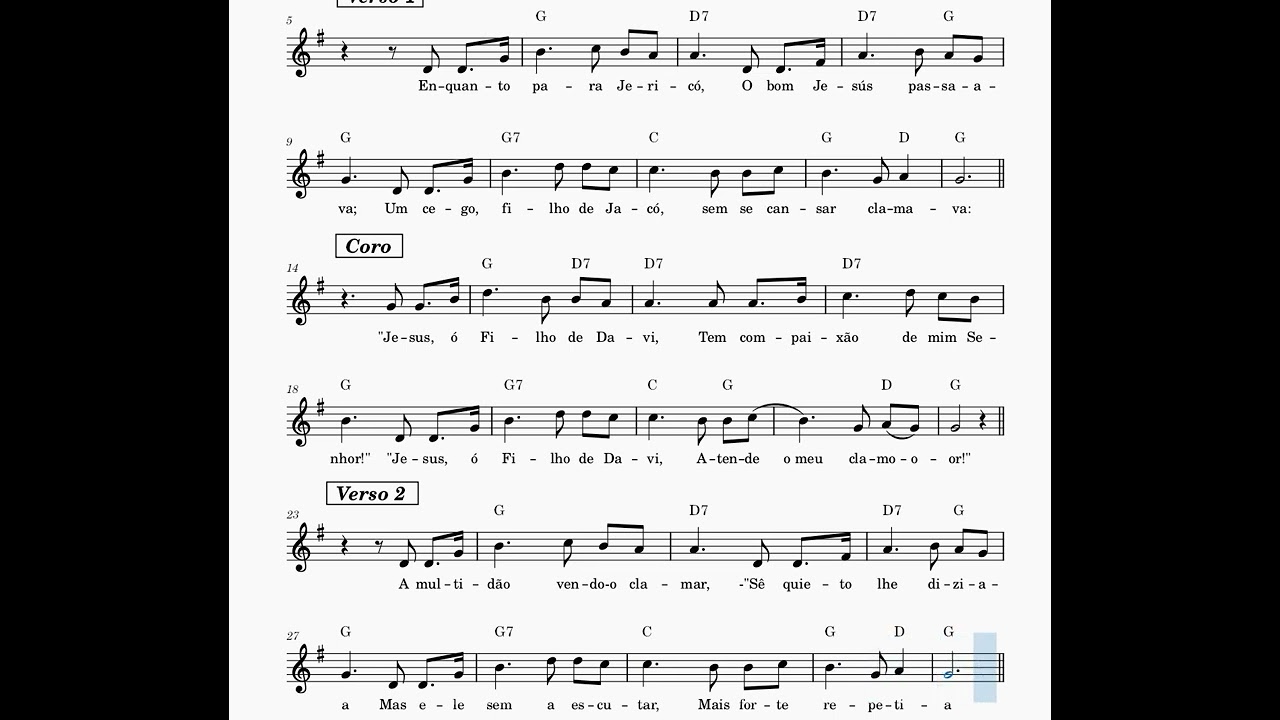 Harpa Cristã 476 - O Cego de Jericó - Partitura