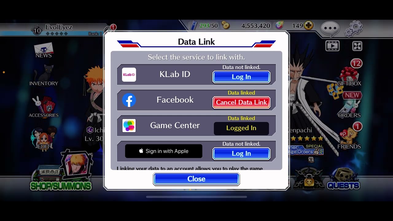 Bleach Brave Souls: trouble shooting when linking accounts for those with issues