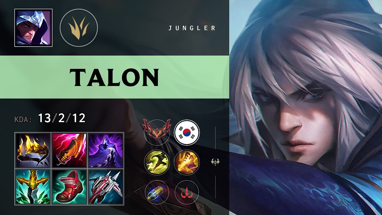 Talon Jungle vs Elise - KR Grandmaster Patch 26.16